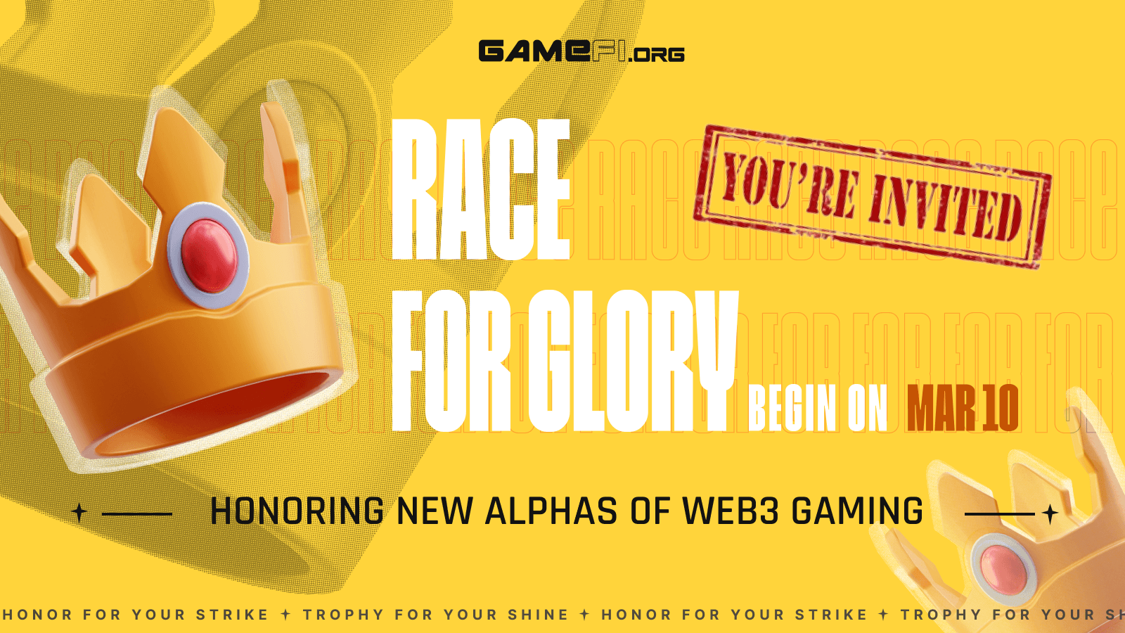 RACE FOR GLORY: Glorious Award for New Alphas of Web3 Gaming Powered by GameFi.org & BNB Chain.